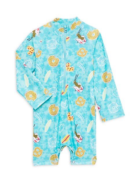 Tie Dye Baby Zip UPF 50+ Rash Guard - Aqua Multi