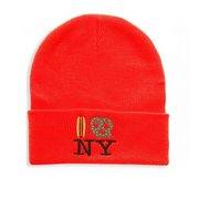 Hot Dog Pretzel NY Knit Beanie - Neon Orange