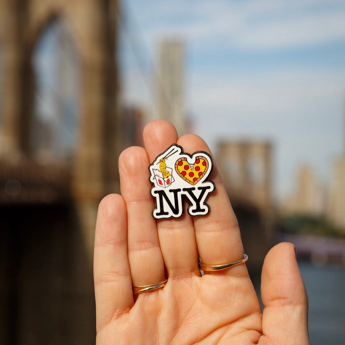 Lo Mein Pizza New York Enamel Pin