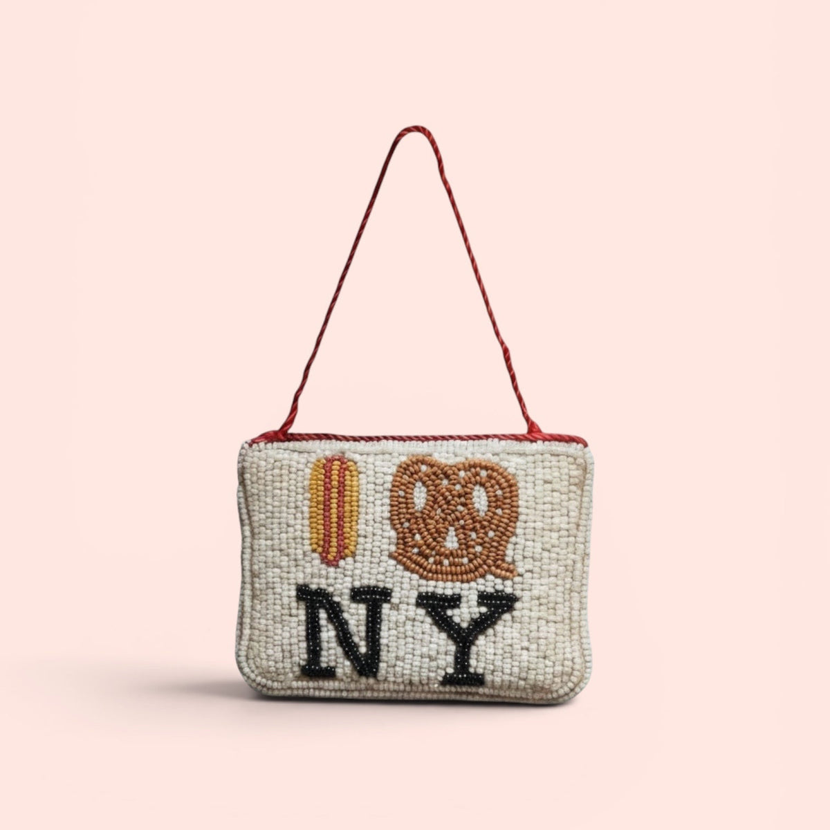 Hot Dog Pretzel NY Beaded Ornament