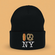 Hot Dog Pretzel Knit Beanie - Black