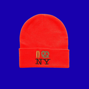 Hot Dog Pretzel NY Knit Beanie - Neon Orange