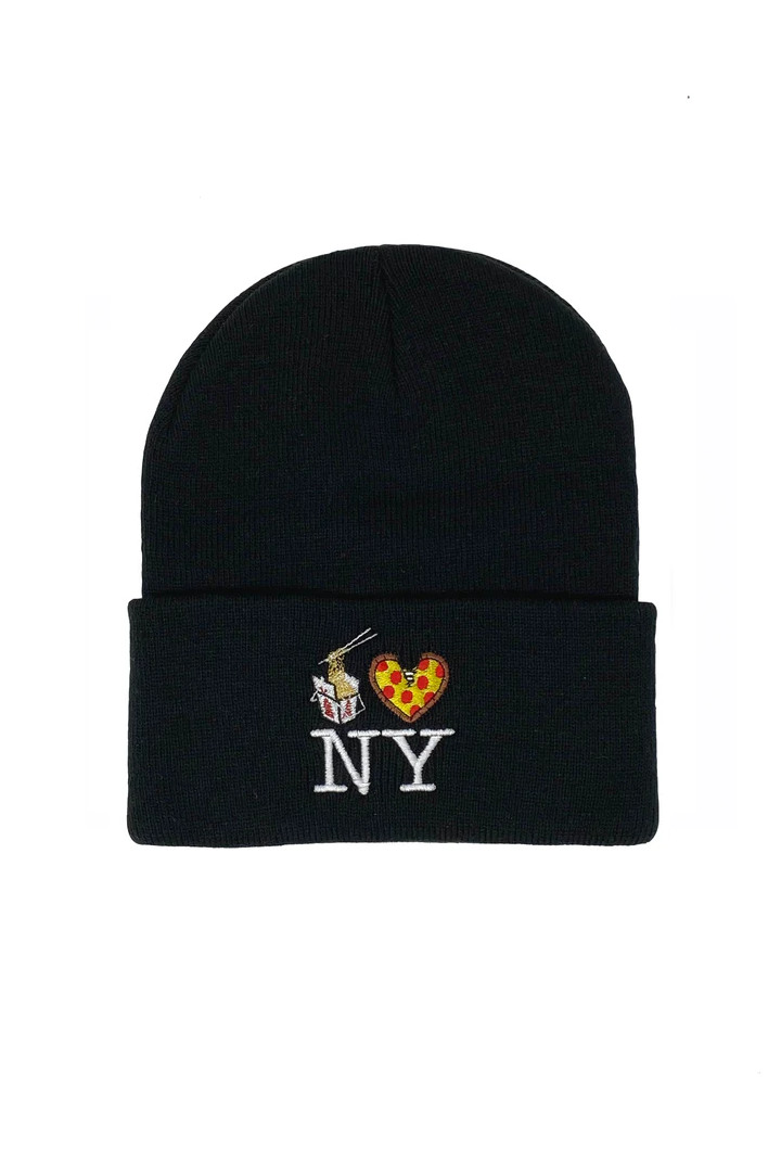 Lo Mein Pizza NY Knit Beanie - Black