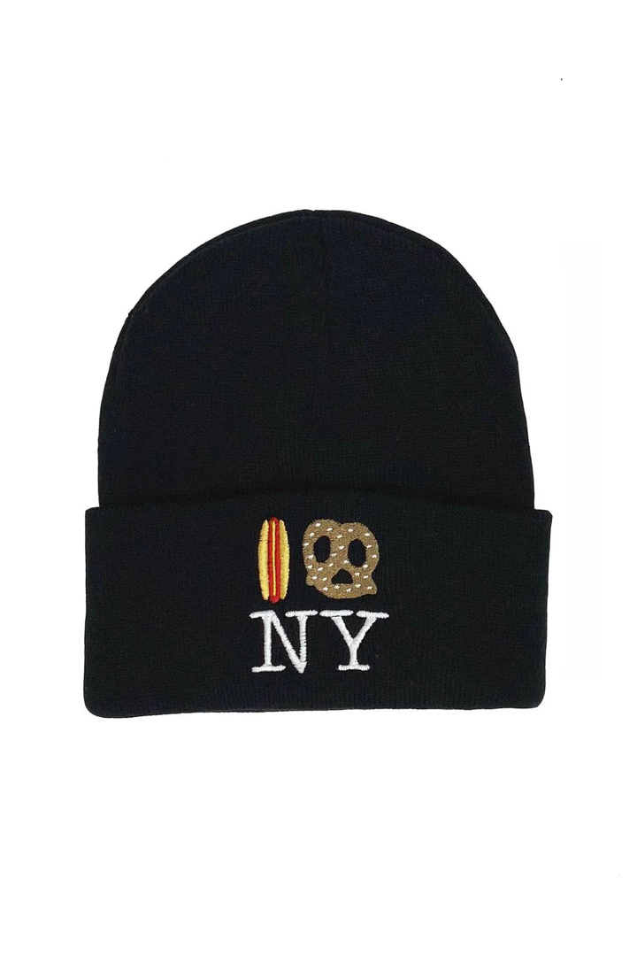 Hot Dog Pretzel Knit Beanie - Black