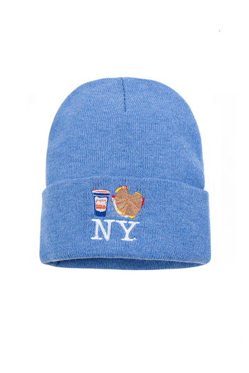 Bacon Egg and Cheese NY Knit Beanie - Light Blue