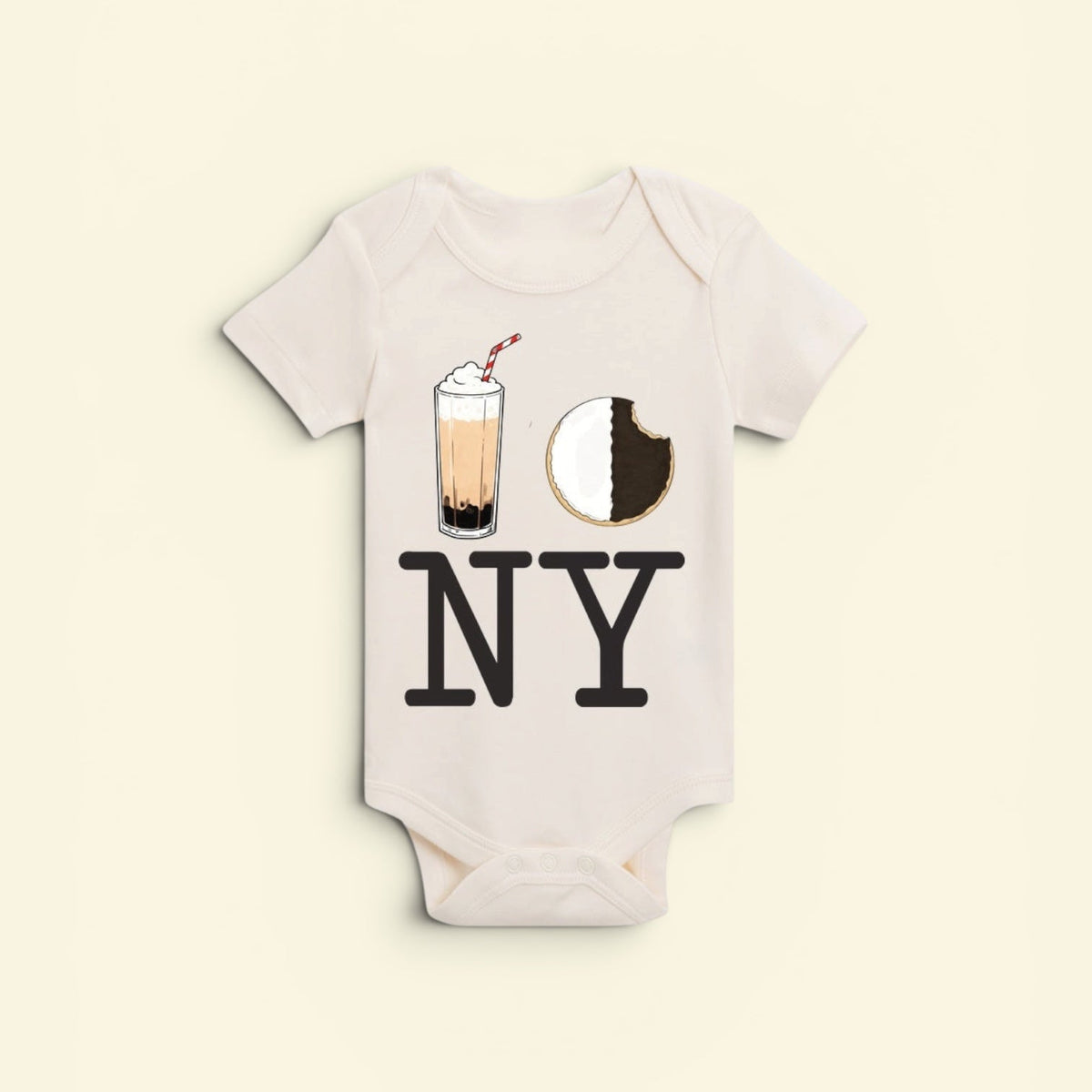 Egg Cream Black & White Cookie NY Onesie