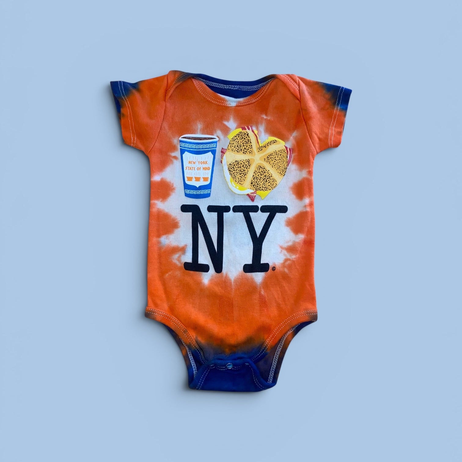 Knickerbocker Pride Tie Dye Coffee Bacon Egg & Cheese NY Onesie