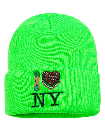 Cannoli Rainbow Cookie NY Knit Baby Beanie - Neon Green