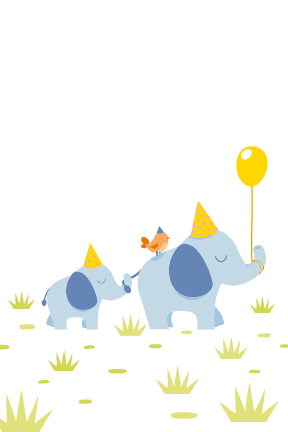 Elephant Birthday Party Card