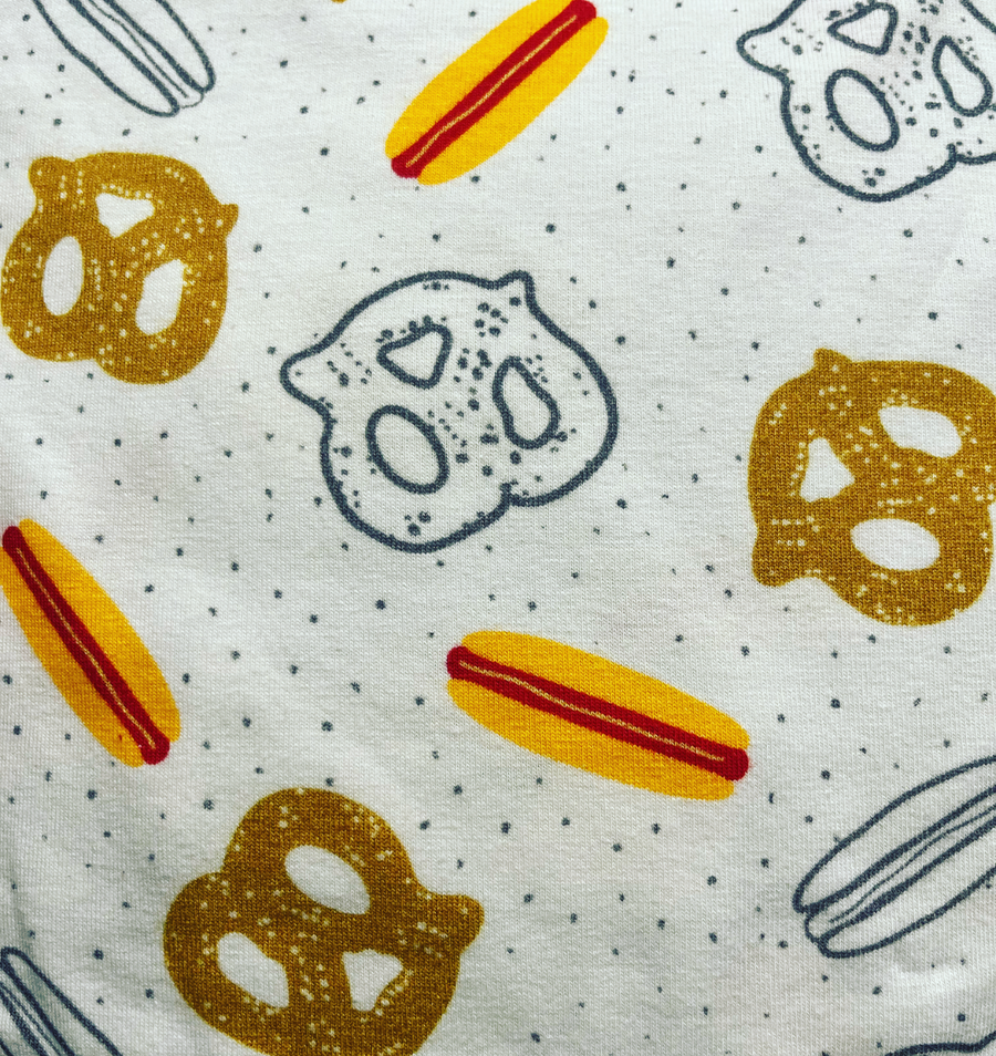 Hot Dog Pretzel Two Piece Pajama Set - Peach Multi