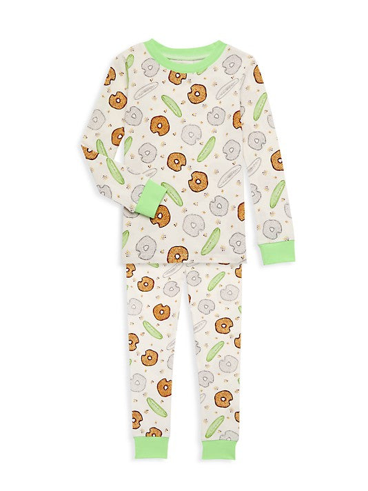 Pickle Bagel NY Two Piece Pajama Set - Sage Multi