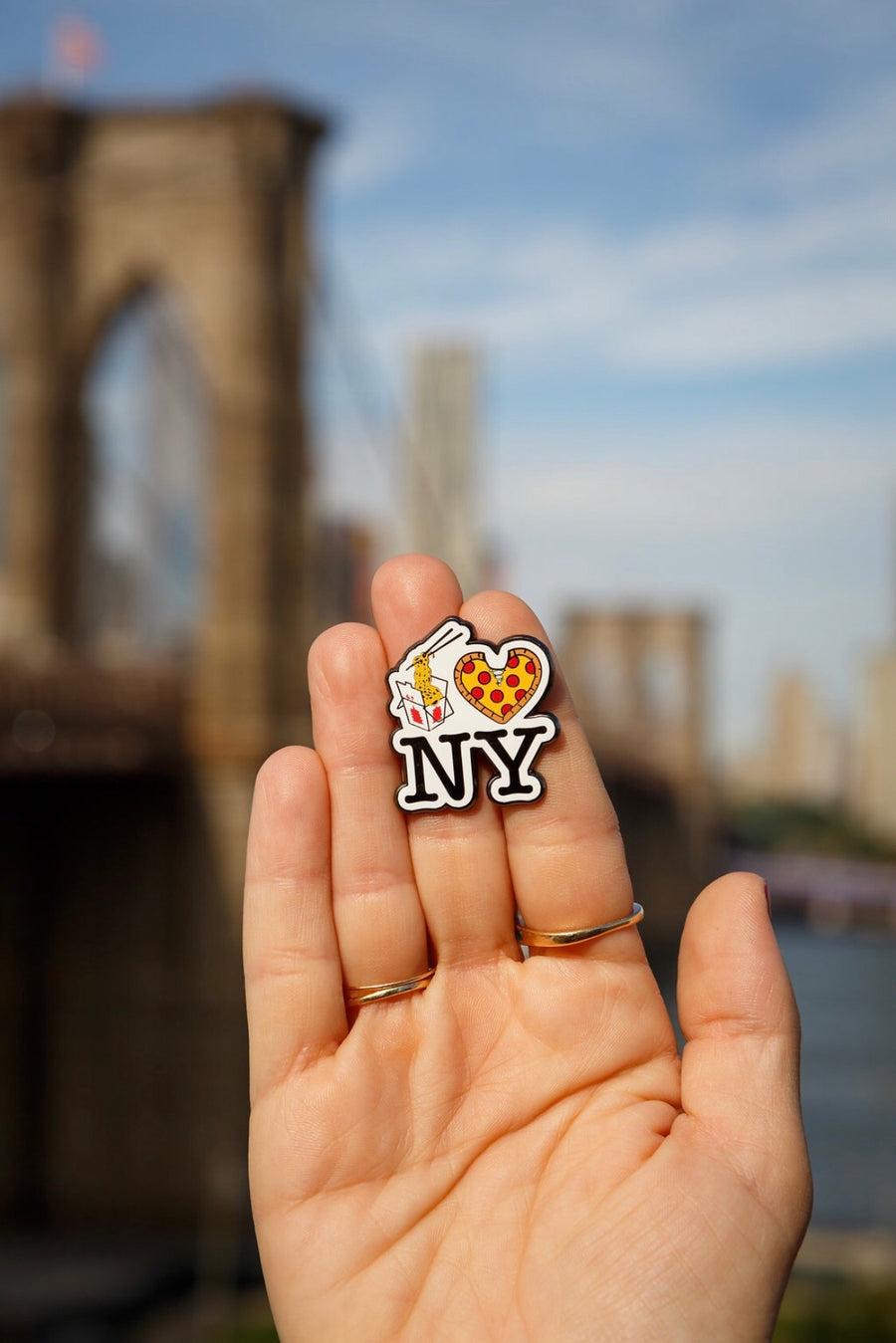 Lo Mein Pizza New York Enamel Pin